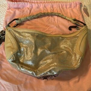 Juicy couture beige sparkly wood hobo shoulder bag